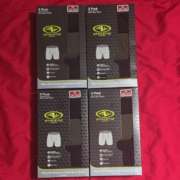 Athletic Works Men's Boxer Briefs 3-Pack - Black and Gray - Picture 1 of 2